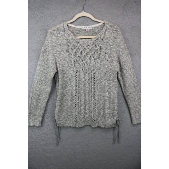 Knox Rose Open Knit Sweater-Long Sleeves-Lace Up Sides-Medium-Boho - Picture 1 of 10
